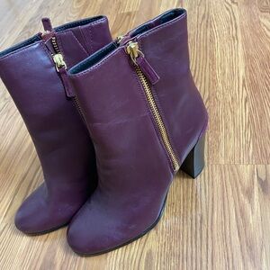 Katherine Kelly Plum leather Heeled Jaymie ankle Booties size 8.5